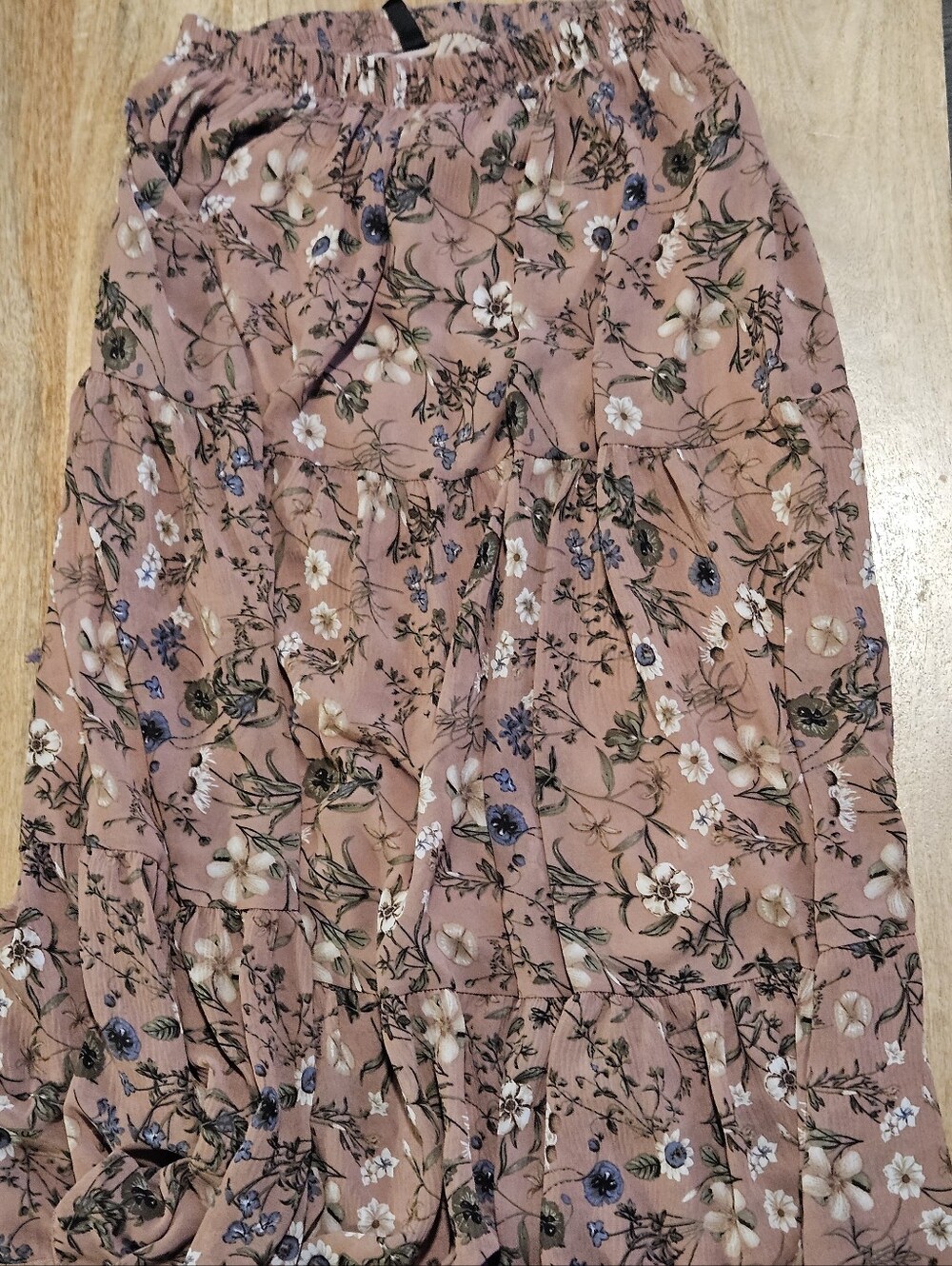 Floral Tiered Maxi Skirt in Dusty Rose